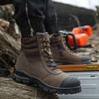 Botas de trabajo Maven para hombre de 8 pulgadas con puntera de acero y cremallera lateral