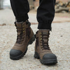 Botas de trabajo Maven para hombre de 8 pulgadas con puntera de acero y cremallera lateral